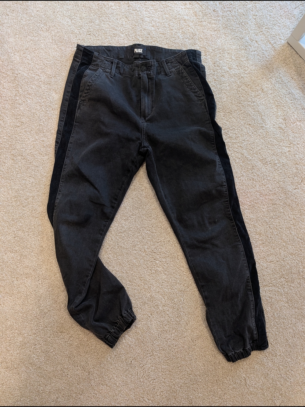 PAIGE Black Denim Jogger Jeans